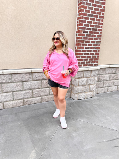 Oversized Cozy Ballerina Sweatshirt - Peony Pink