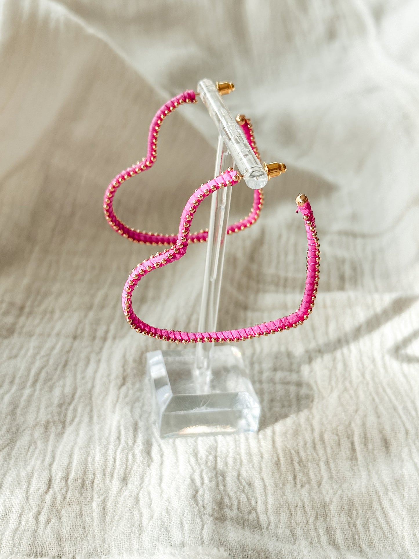 Pink Heart Hoop Earrings