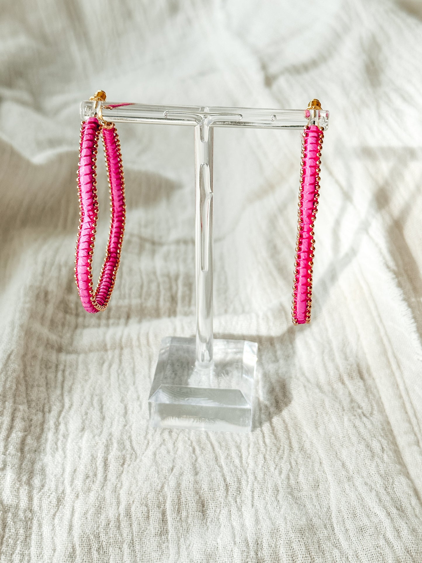 Pink Heart Hoop Earrings