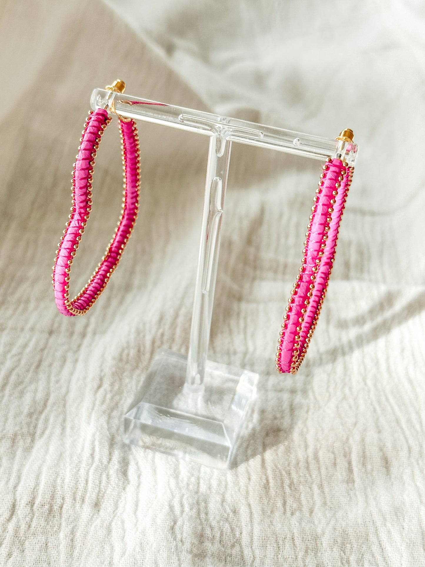 Pink Heart Hoop Earrings