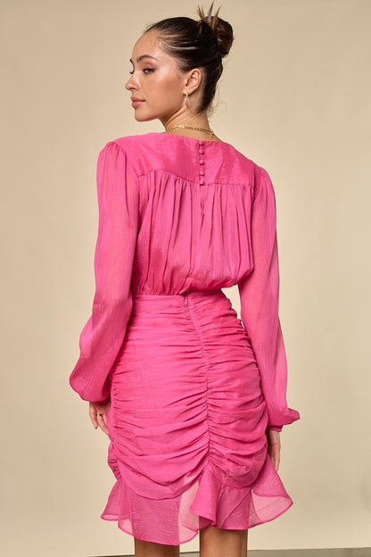 Donna Pink Shirred Dress