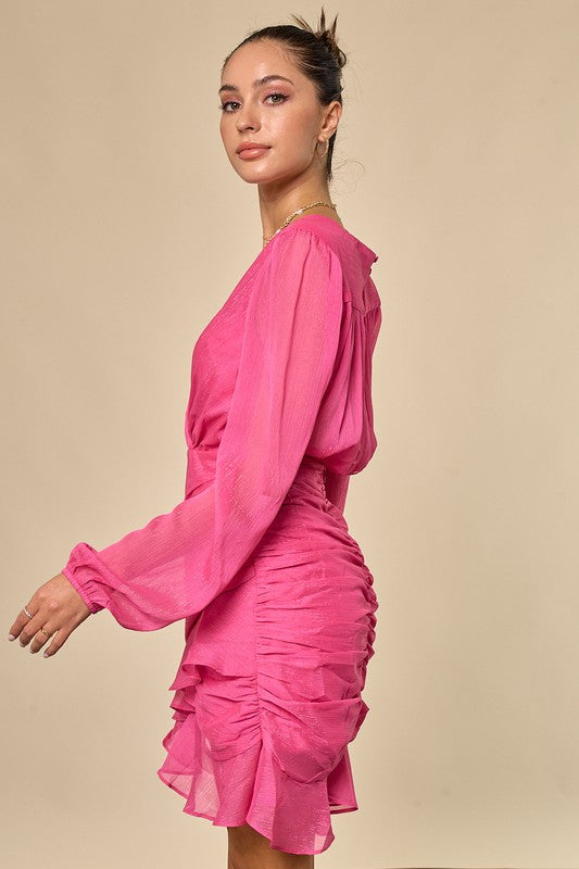 Donna Pink Shirred Dress