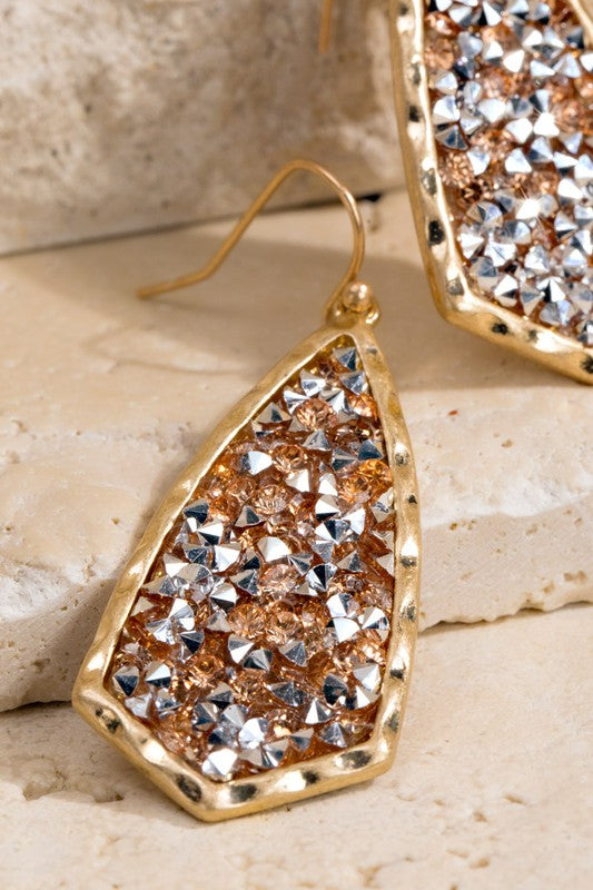 Gold Glitter Dangle Hook Earrings