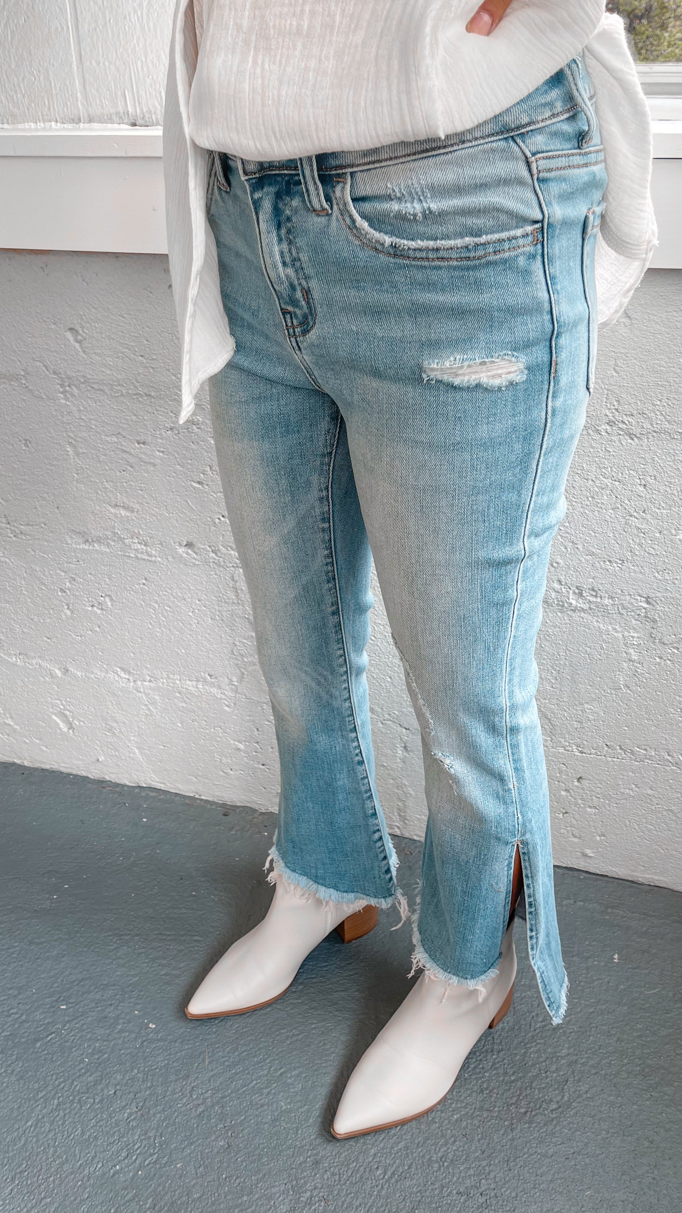 Adalynn Side Slit Flare Jeans