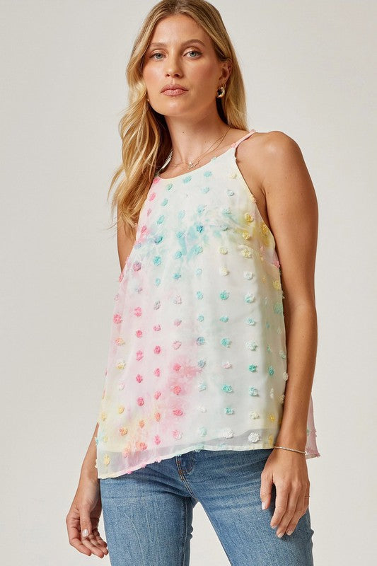 Rainbow Pom Pom Top