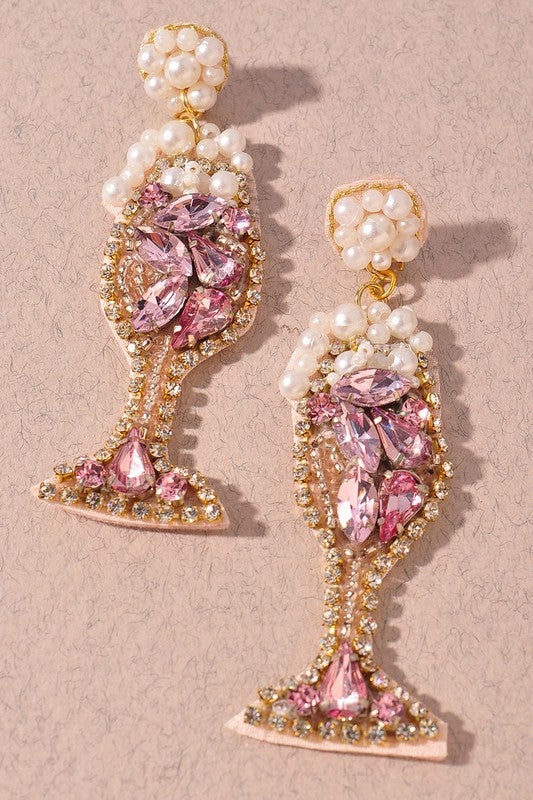 Pink Rose Beaded Earrings
