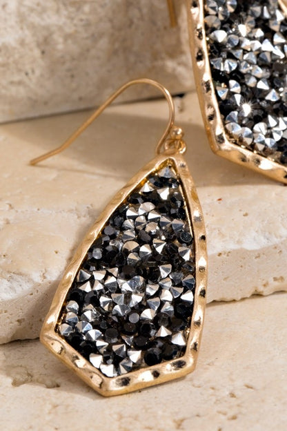 Black Glitter Dangle Hook Earrings