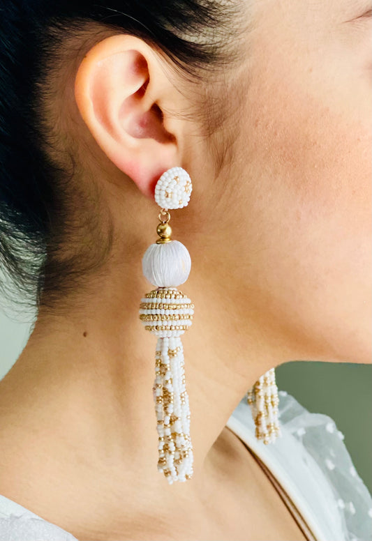 Taz Earrings-White