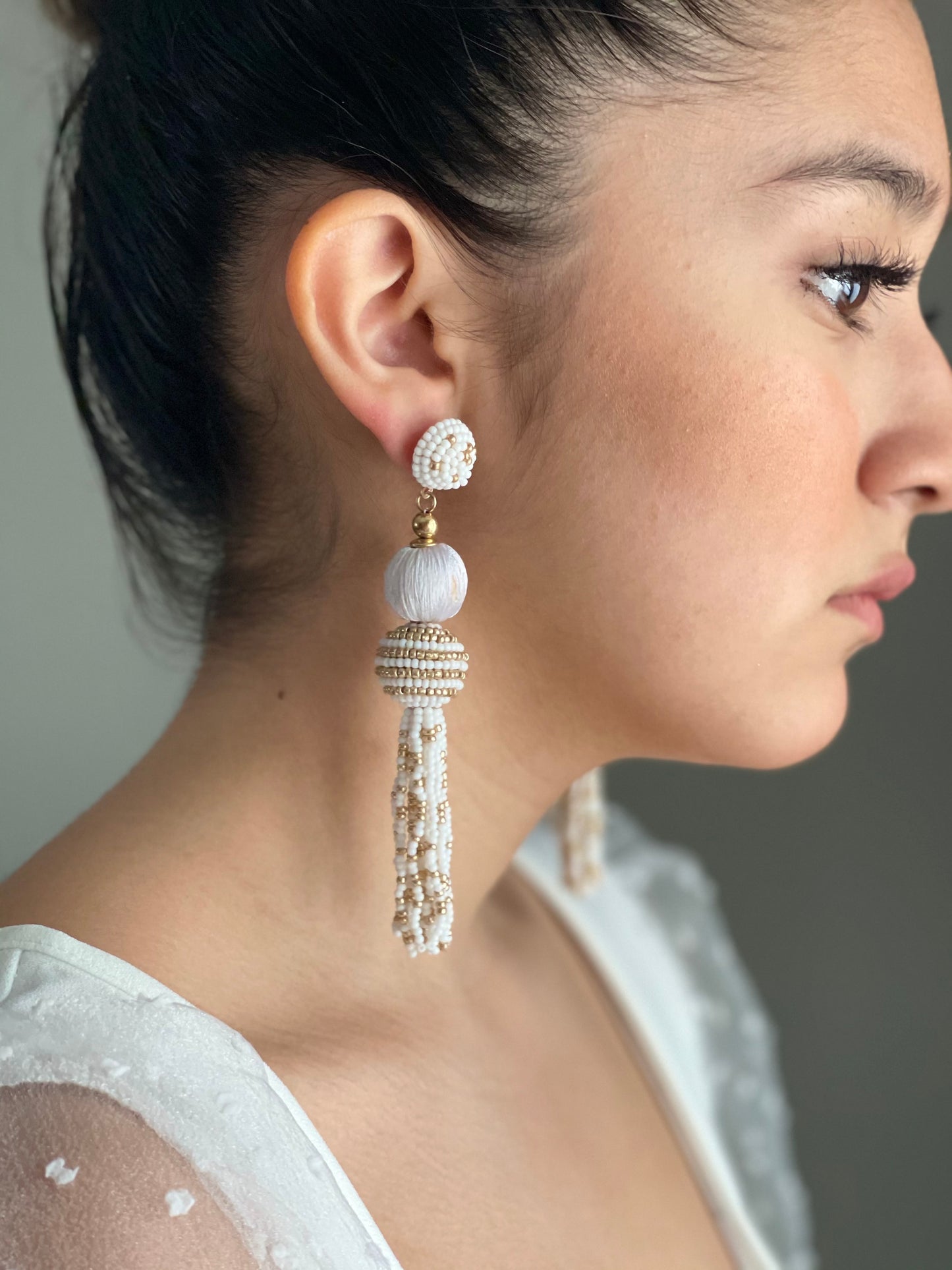 Taz Earrings-White