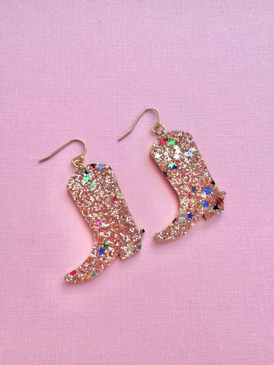 Glitter Cowgirl Boots Earrings